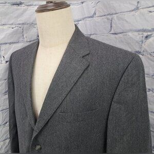 Ralph Lauren Mens Blazer Sport Coat Jacket Wool Gray Finestripes Classic Fit 42L